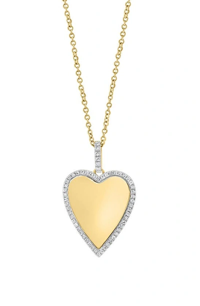 Effy 14k Yellow Gold Diamond Halo Heart Pendant Necklace