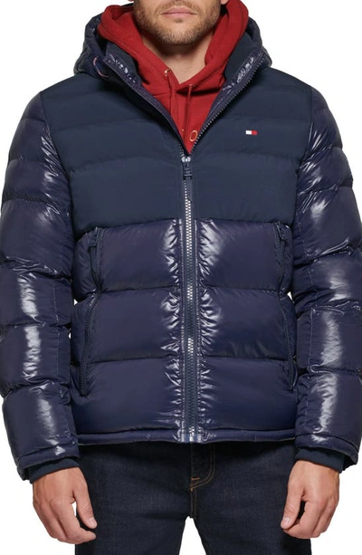 Shop Tommy Hilfiger Heavyweight Hooded Puffer Jacket In Midnight
