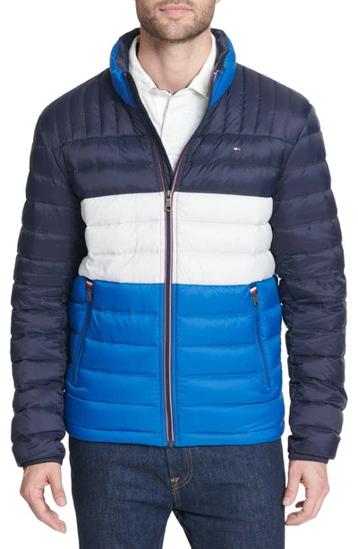 Tommy Hilfiger Men's Packable Quilted Puffer Jacket In Royal Blue Combo