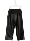 MM6 MAISON MARGIELA LOGO-EMBROIDERED FAUX-LEATHER TROUSERS