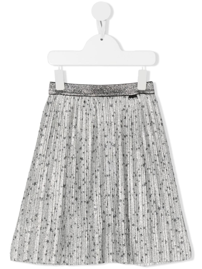 Molo Kids' Metallic Star Pleated Skirt In Grey