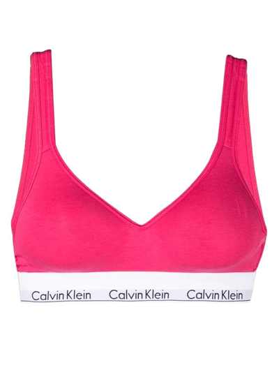 Calvin Klein Underwear Logo-underband V-neck Bralette In Pink
