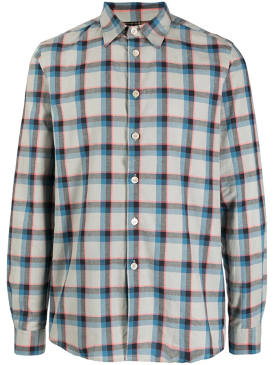 Ps By Paul Smith Check-print Long-sleeve Shirt In Grey