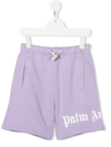 Palm Angels Kids' Logo-print Track Shorts In Lilac