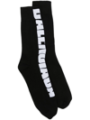 Balenciaga Jacquard-logo Motif Socks In Black/ White