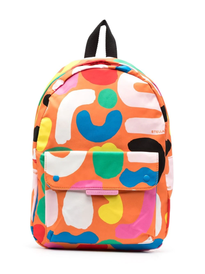 Stella Mccartney Kids' Printed Recycled Nylon Backpack In Orange
