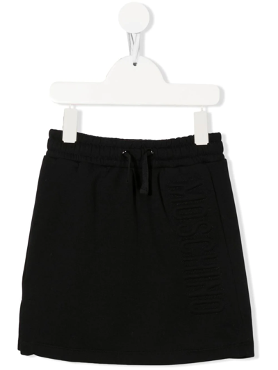 Moschino Kids' Debossed-logo Detail Skirt In Nero/black