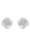 Effy Sterling Silver Diamond Twist Halo Stud Earrings In White