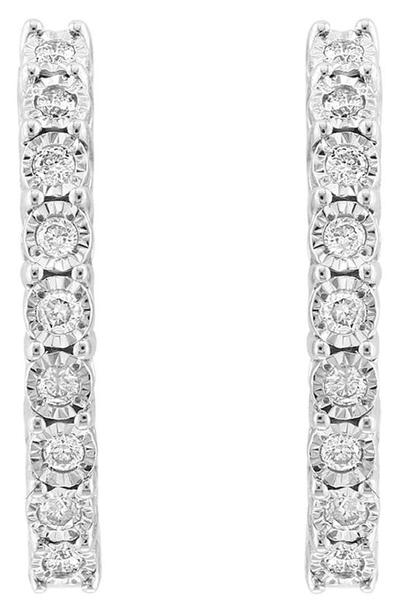 Effy Sterling Silver Diamond Huggie Hoop Earrings In White