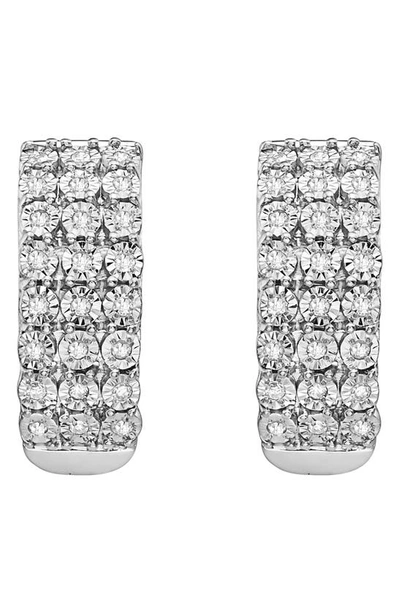 Effy Sterling Silver Diamond Hoop Earrings In White