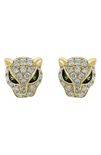 Effy 14k Yellow Gold Diamond & Tsavorite Stud Earrings