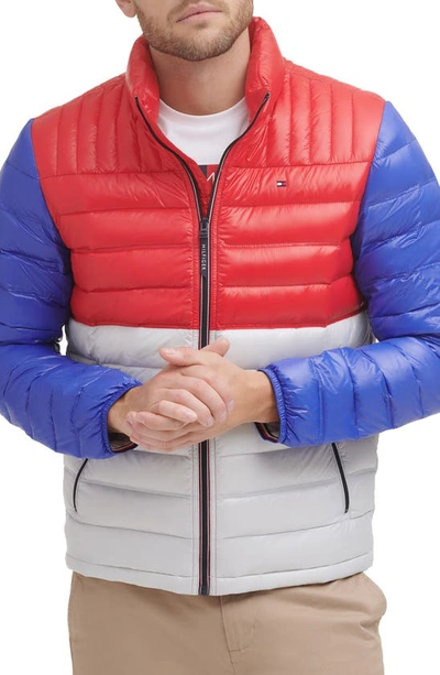 Tommy Hilfiger Real Down Packable Puffer Jacket In Bright Color Block