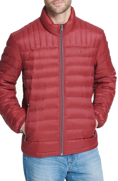 Tommy Hilfiger Real Down Packable Puffer Jacket In Red Pepper