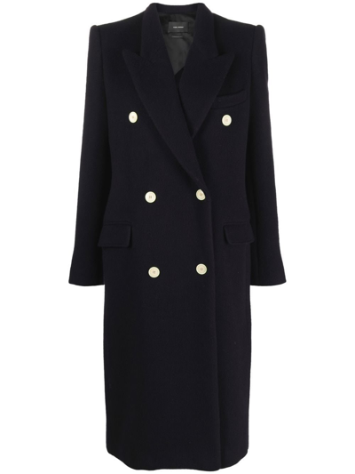 Isabel Marant Peak-lapels Double-breasted Coat In Blue