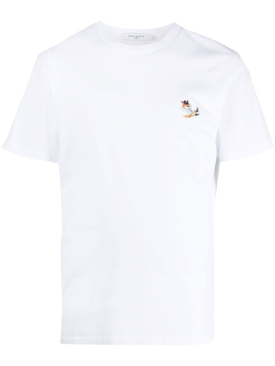 Maison Kitsuné Chillax Fox Logo-appliquéd Cotton-jersey T-shirt In White