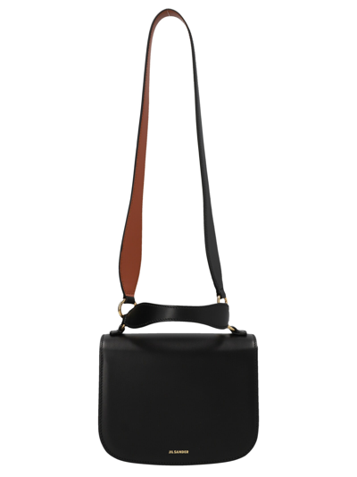 Jil Sander Medium Halo Leather Top Handle Bag In Black