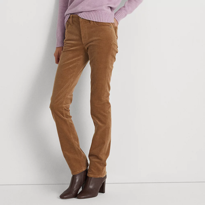 Ralph Lauren Stretch Corduroy Mid-rise Straight Pant In Classic Camel