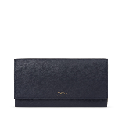 Smythson Marshall Travel Wallet In Panama In Navy