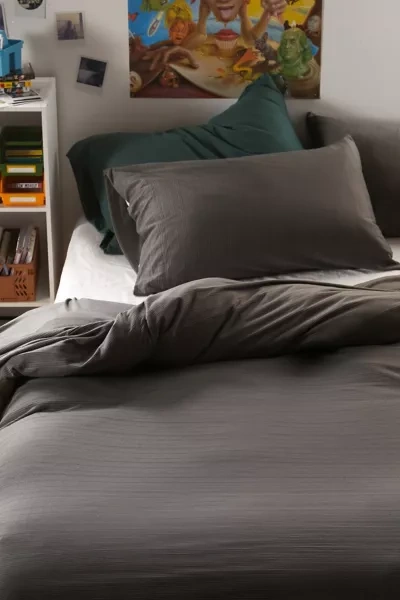 Urban Outfitters Cozy Jersey Duvet Set In Charcoal