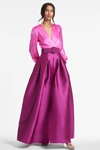 Sachin & Babi Zoe Belted Satin Gown In Pink