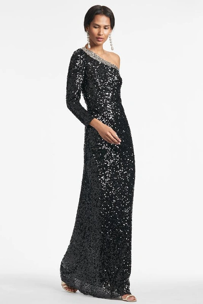 Sachin & Babi Greta Fitted Sequin Gown In Black