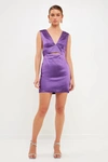 Endless Rose Satin Cut-out Mini Dress In Purple