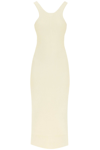 Totême Yellow Curved Compact Midi Dress In Beige