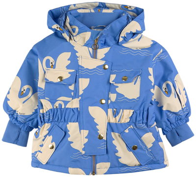 Mini Rodini Kids' Swan Soft Branded Printed Ski Jacket Blue | ModeSens