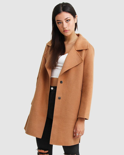 Belle & Bloom Ex Boyfriend Wool Coat In Brown