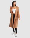 Belle & Bloom Runaway Wool Blend Robe Coat In Brown