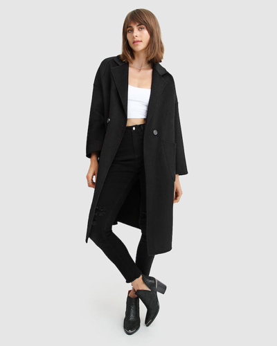 Belle & Bloom Publisher Double-breasted Wool Blend Coat - Black