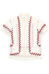Bode Camp-collar Embroidered Cotton-mesh Shirt In Multicolor