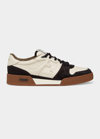 Fendi Men's Leather Ff-logo Low-top Sneakers In Neromilknero