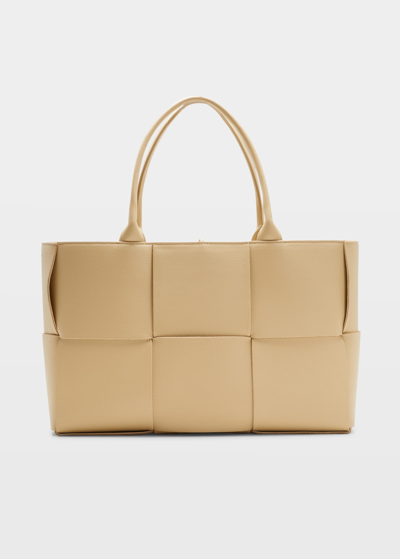 Bottega Veneta Arco Woven East-west Tote Bag In Beige