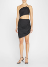 Gauge81 Midori One-shoulder Cut-out Mini Dress In Black