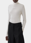 Lemaire Second Skin High Neck Cotton Top In Chalk