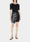 Simkhai Gianina Rib-knit Vegan Leather Mini Dress In Black