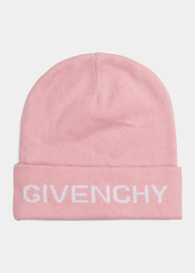 Givenchy Girl's Logo-print Beanie In Pink