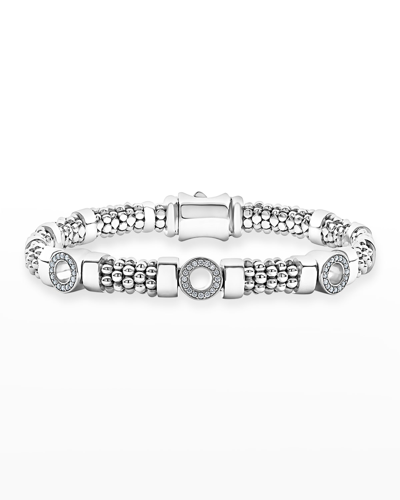 Lagos Caviar Spark Diamond 3-station Bracelet - 7mm In Silver