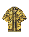 Versace Informal Shirt Silk Twill Fabric Barocco Print In Blackgold