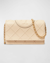 Tory Burch Fleming Woven Chain Wallet Shoulder Bag In New Cream/brass