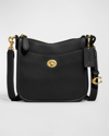 Coach Polished Pebble Leather Crossbody Bag In Black