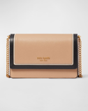 Kate Spade Morgan Colorblocked Saffiano Leather Flap Chan Wallet In Cafe Mocha Multi