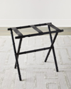 Gate House Furniture Bamboo Inspired Luggage Rack With Leather Straps In Black