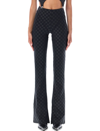 Misbhv All Over Monogram Slit Hem Flared Trousers In Black