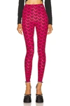 Versace Printed Leggings In Parade Red & Fuchsia
