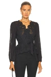 Loveshackfancy Polla Eyelet Cotton Wrap Blouse In Black