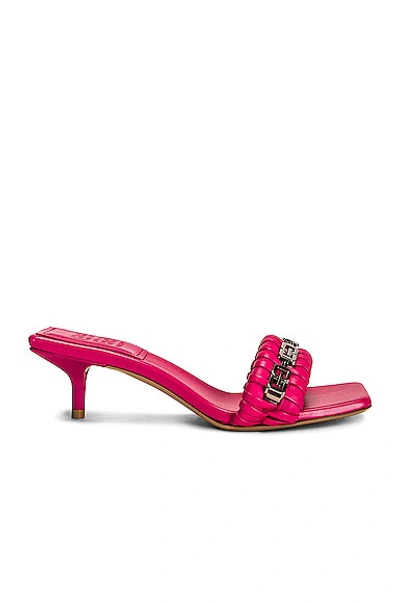 Givenchy G Woven Lambskin Chain Kitten-heel Mules In Pink