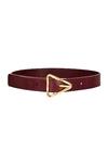 Bottega Veneta Twisted Triangle Napa Buckle Belt In Barolo & Gold