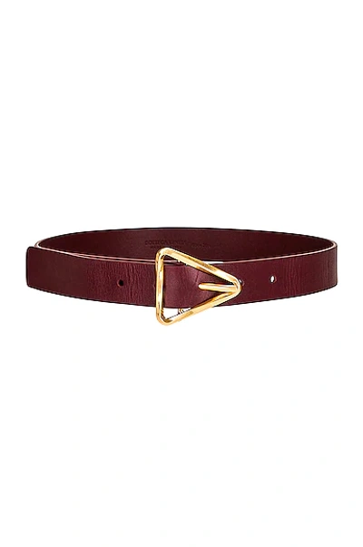 Bottega Veneta Twisted Triangle Napa Buckle Belt In Barolo & Gold